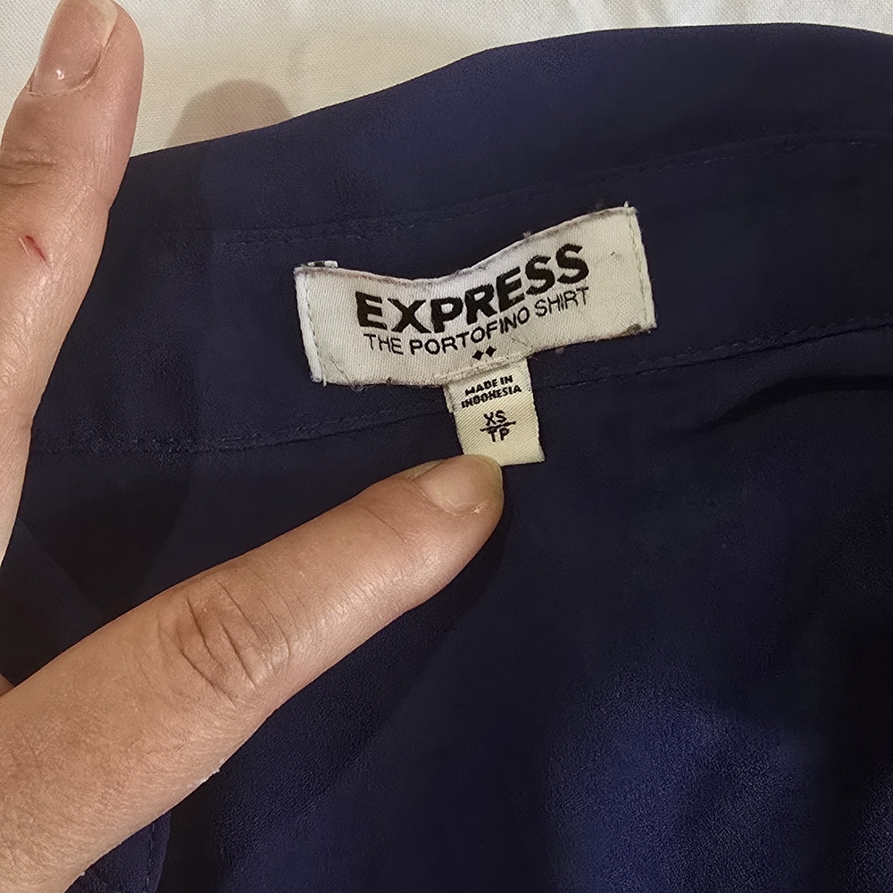 Navy Button-Up Blouse - Picture 2 of 5